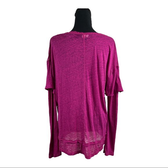 Free People OB537914 Top Relaxed Wild Aster Pink Size M - Picture 4 of 5